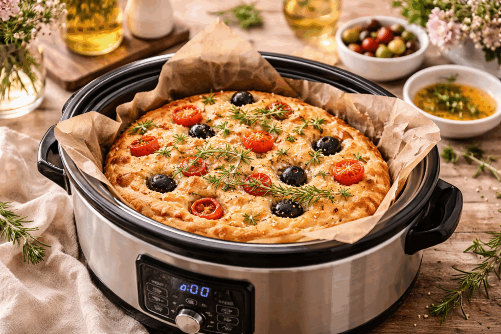 focaccia in slowcooker