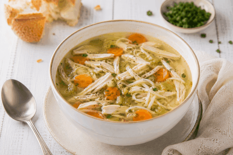 Zelf kippensoep maken in de slowcooker – met een hele kip.