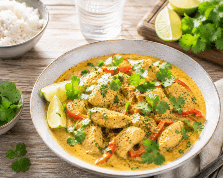 Kokos limoen kipcurry in de slowcooker: fris, romig en vol Thaise smaak