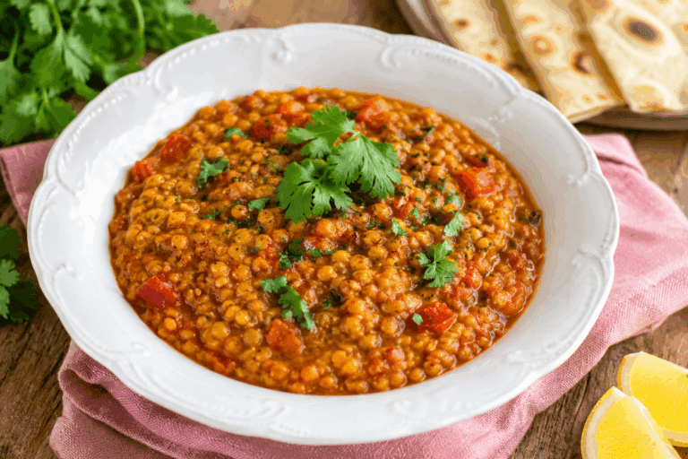 Rode linzen curry uit de slowcooker – alles erin, kokosmelk op het einde