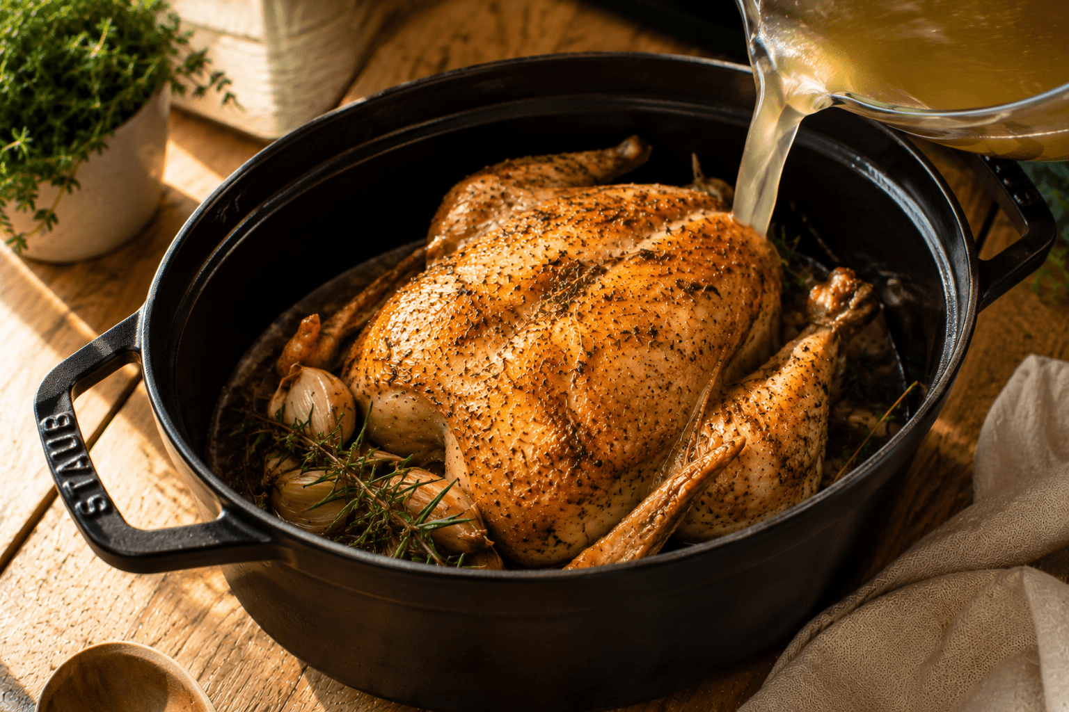 vocht toevoegen aan kip in slowcooker