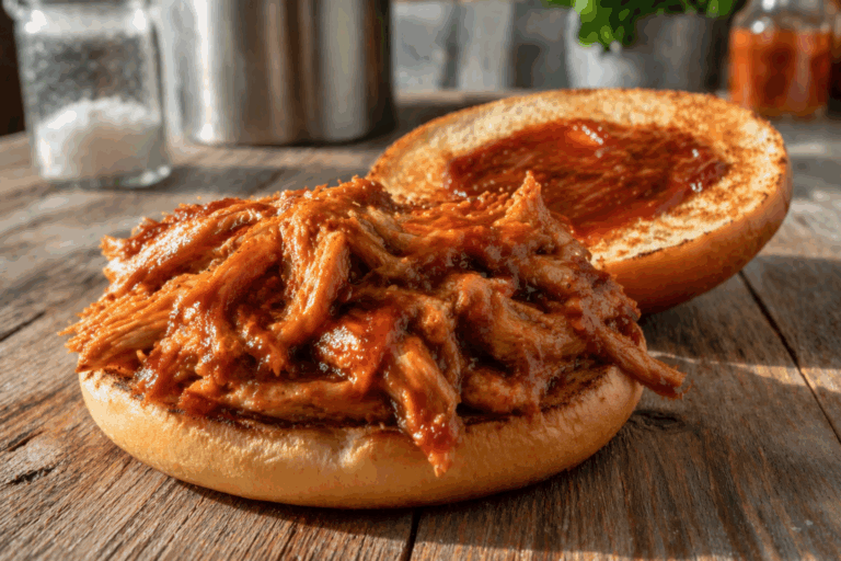 BBQ kip uit de slowcooker: sticky, mals en perfect voor broodjes